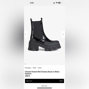 GANNI Cleated Heeled Mid Chelsea Boots in Black Naplack GUC